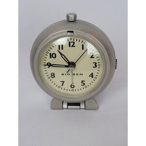 Big Ben Silver Tone Travel Alarm Clock Quartz Running